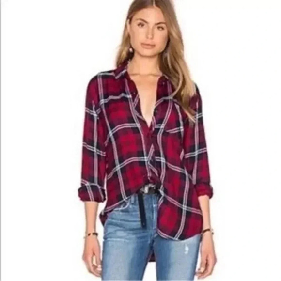 Rails Hunter Onyx Scarlet Navy Flannel Button Down Shirt - Size Small - Picture 1 of 6